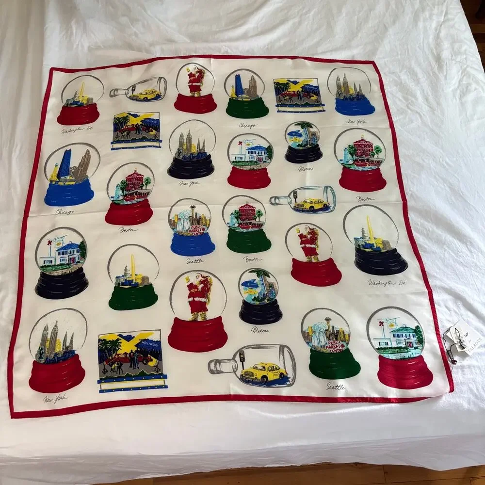 Echo for Talbots Silk Scarf Snow Globes DC Chicago New York Boston Miami Seattle